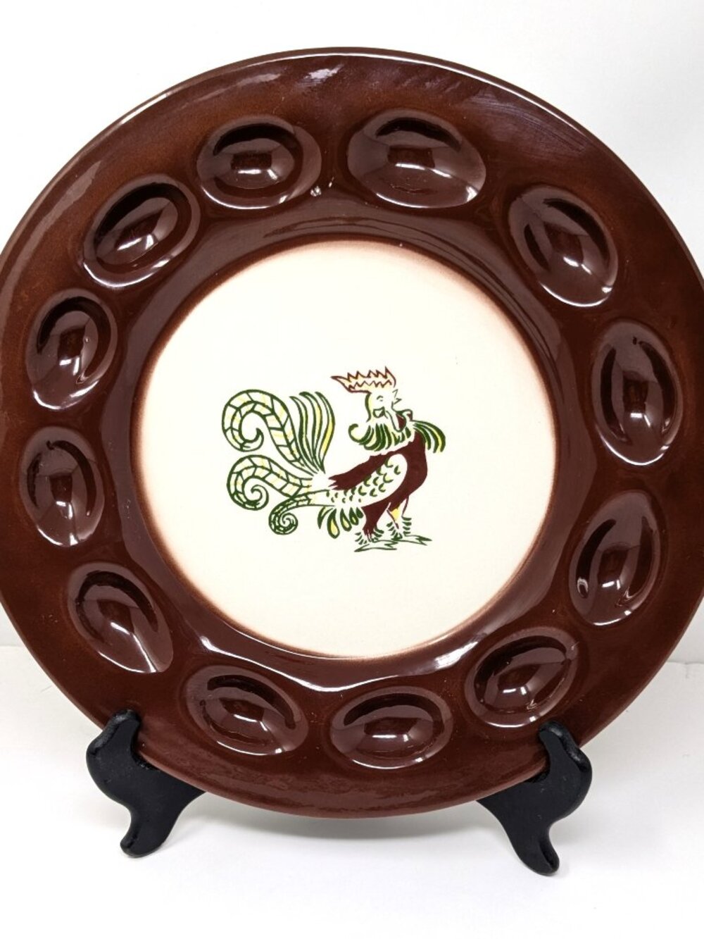 BROCK of California Chanticleer Rooster Deviled Egg Platter VTG MCM 50s Farm